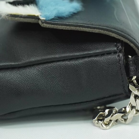 FENDI Micro Bucket Monster 8M0354 Leather 2way Shoulder Handbag Black Silver - Picture 5 of 12